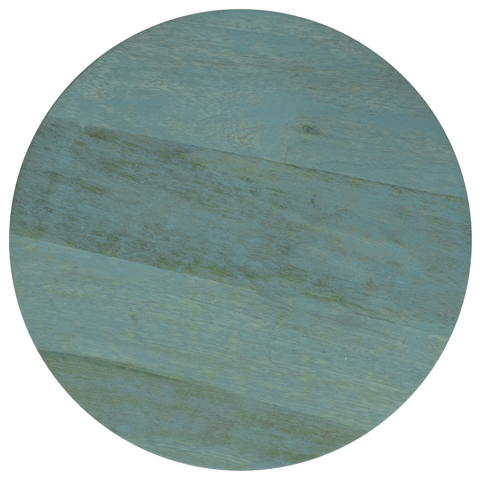 Robbie Solid Mango Wood Accent Table, Teal Wash