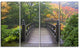Wood Bridge at Japanese Garden In Fall, Bridge Canvas Print, 48"x28", 4 Panels