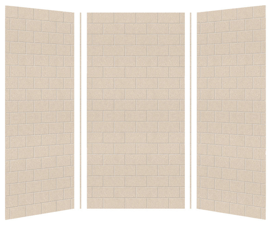 Transolid SaraMar 36" X 36" X 72" Glue to Wall 3-Piece Shower Wall Kit, Cashew