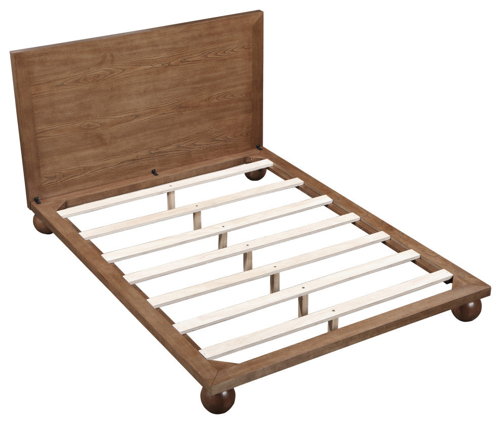 Kent Solid Ash Wood Bed, Walnut, Queen