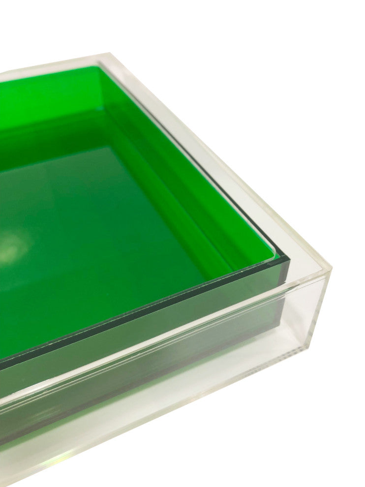 Neon Encased Lucite Tray, Emerald Green