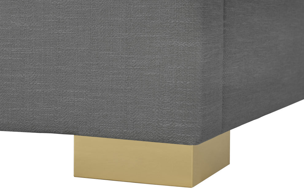 Crosby Linen Upholstered Bed, Gray, Twin