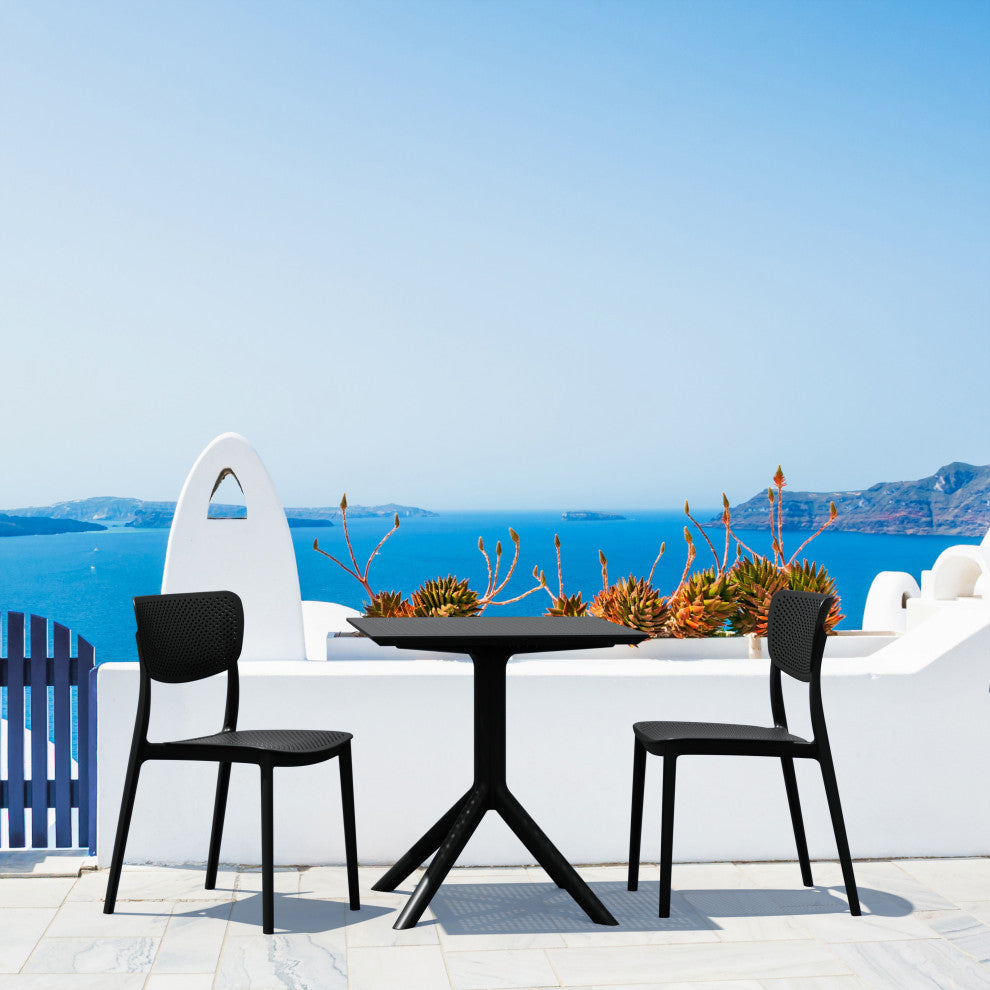Lucy Outdoor Bistro 3-Piece Set With 31" Table Top Black
