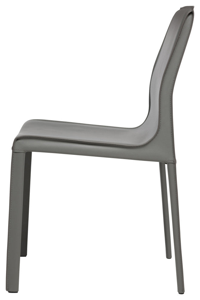Elite Living Stan, Set of 2, Modern Leather Dining Chair, Gray