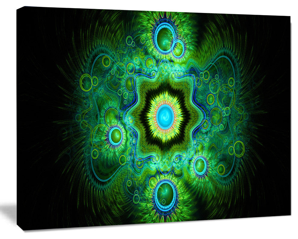 Cabalistic Bright Green Texture, Abstract Canvas Art Print, 20x12