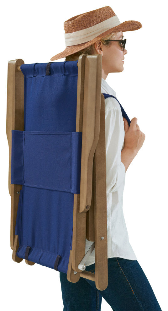 2 Beach Chair Outdoor Weather-Resistant Wood Folding Chair With Backpack Straps