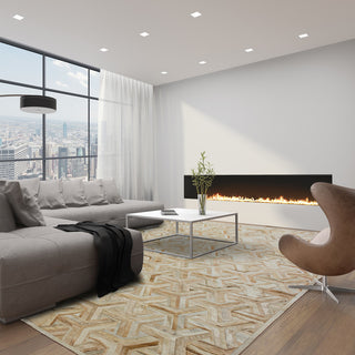 Cowhide Patchwork Rug, Nemesis, Neutral, 10'x14'