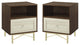 Gwen 1 Drawer Modern Nightstand Set - Dark Walnut/White Poplar