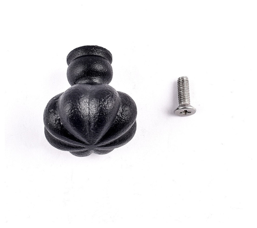 Wrought Iron Floral Mission Cabinet Hardware Knobs Black 1.5" Dia Set of 10