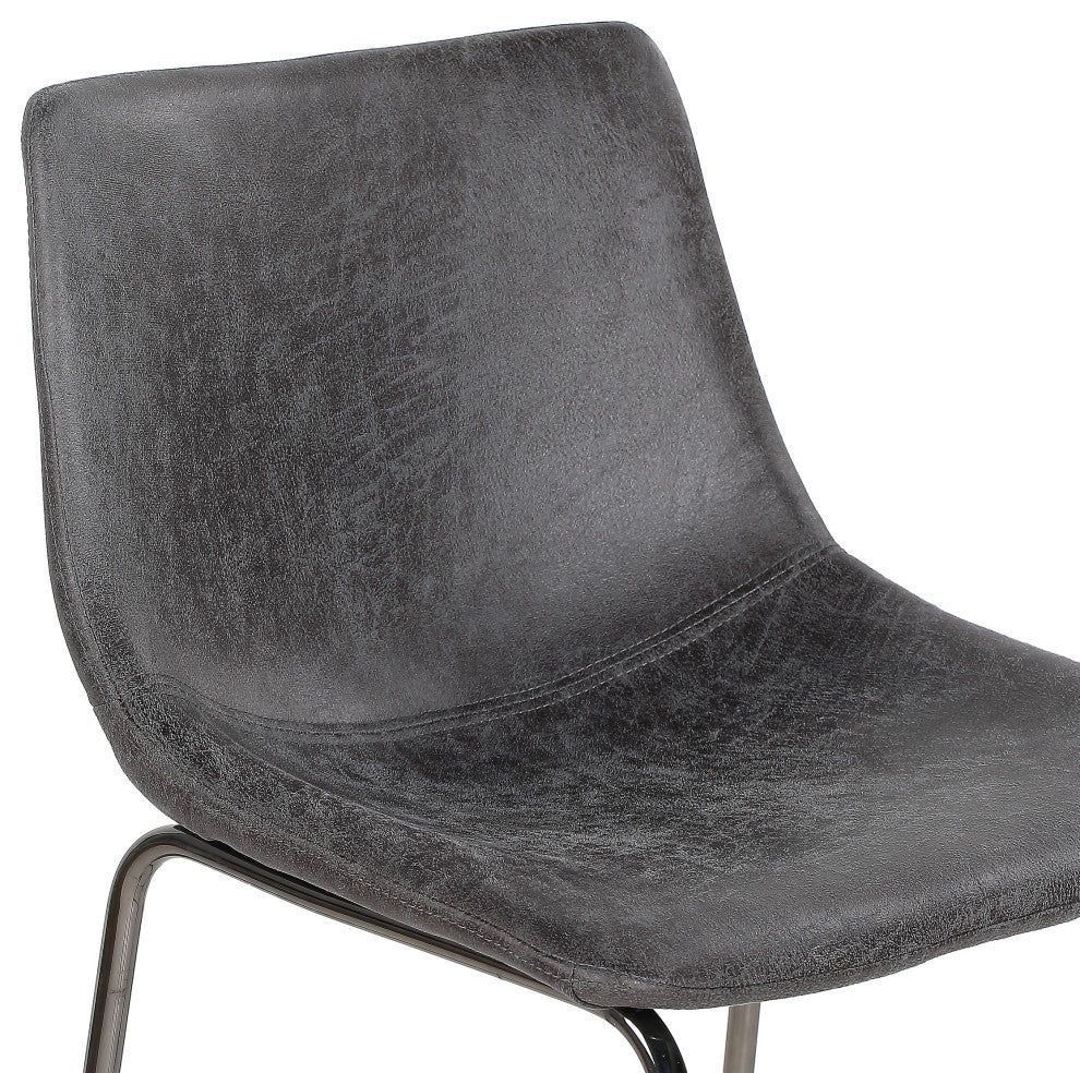 Antonia Modern Microfiber Bar Stool, Slate/Black, Slate/Black