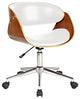 Office Chair With Plywood Frame and White Pu Cushion, White