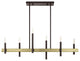 Livex Lighting Denmark 6 Light Bronze, Antique Brass Accents Linear Chandelier