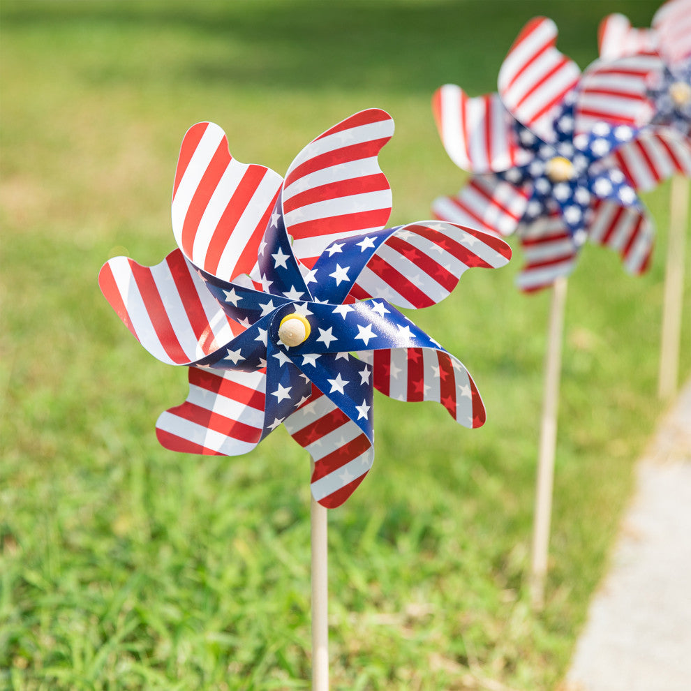 24"H Set of 6 Plastic Patriotic Windmills