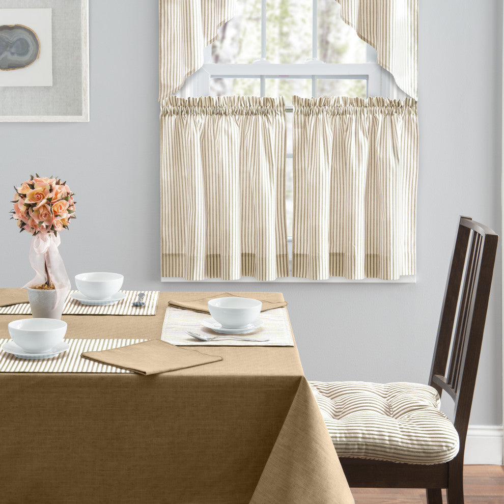 Plaza Stripe Tailored Tiers, Tan, 56"x36"