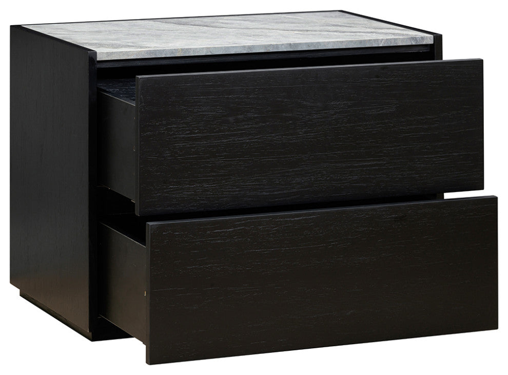 Liguria Night Stand 2 Drawers, Black