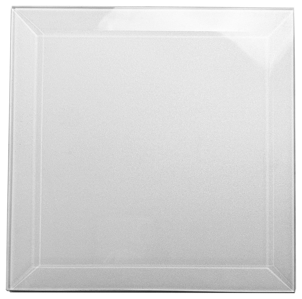 Frosted Elegance 8"x8" Beveled Glass Wall Tile,Glossy White, Piece