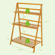 Costway Bamboo Ladder Plant Stand 3-Tier Foldable Flower Pot Rack Natural