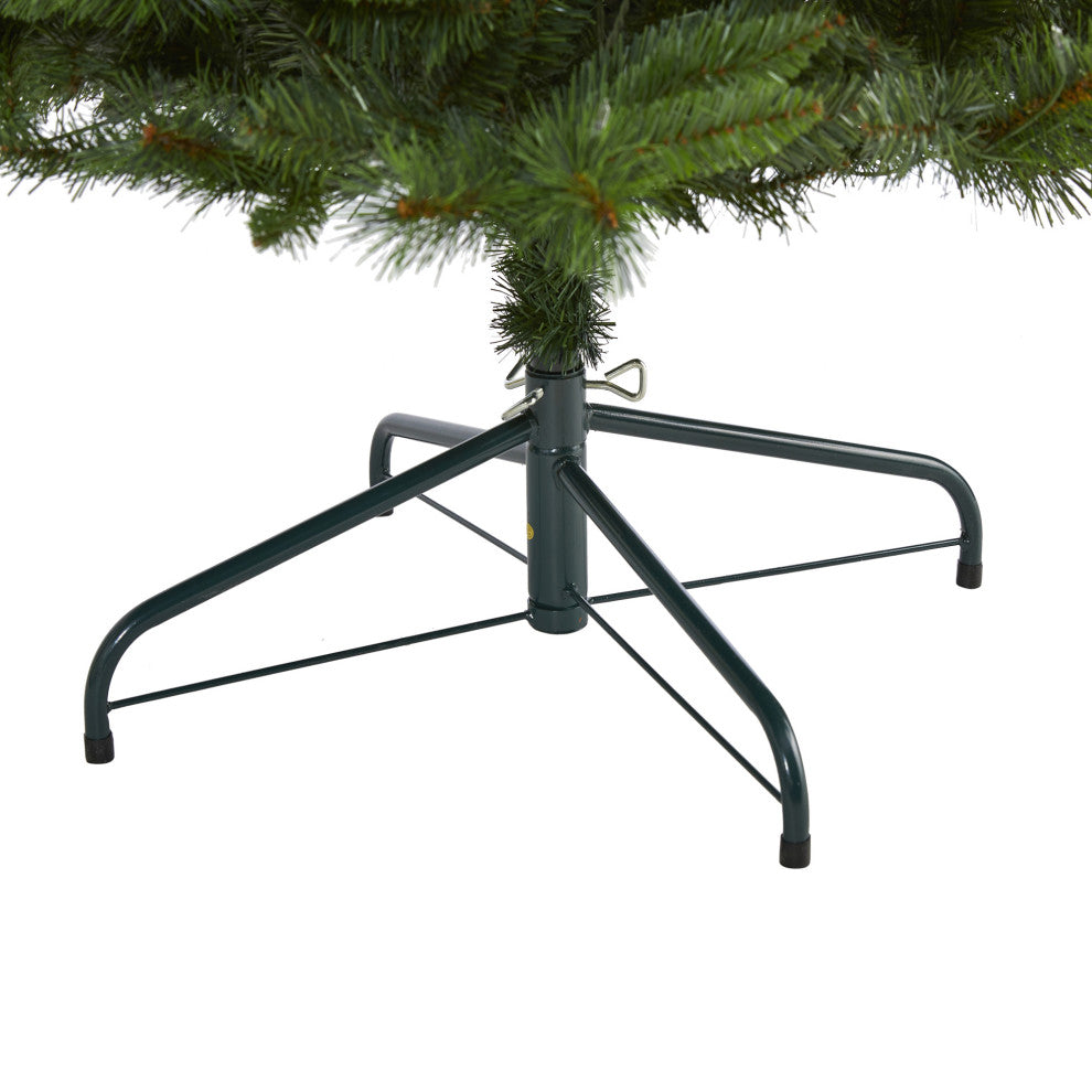 9' Slim West Virginia Mountain Pine Faux Xmas Tree W/ Lights & Bendable Branches