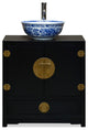 Matte Black Elmwood Ming Vanity Cabinet, With Bowl and Faucet