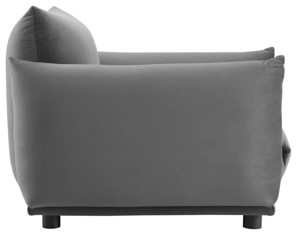 Copious Performance Velvet Armchair Gray