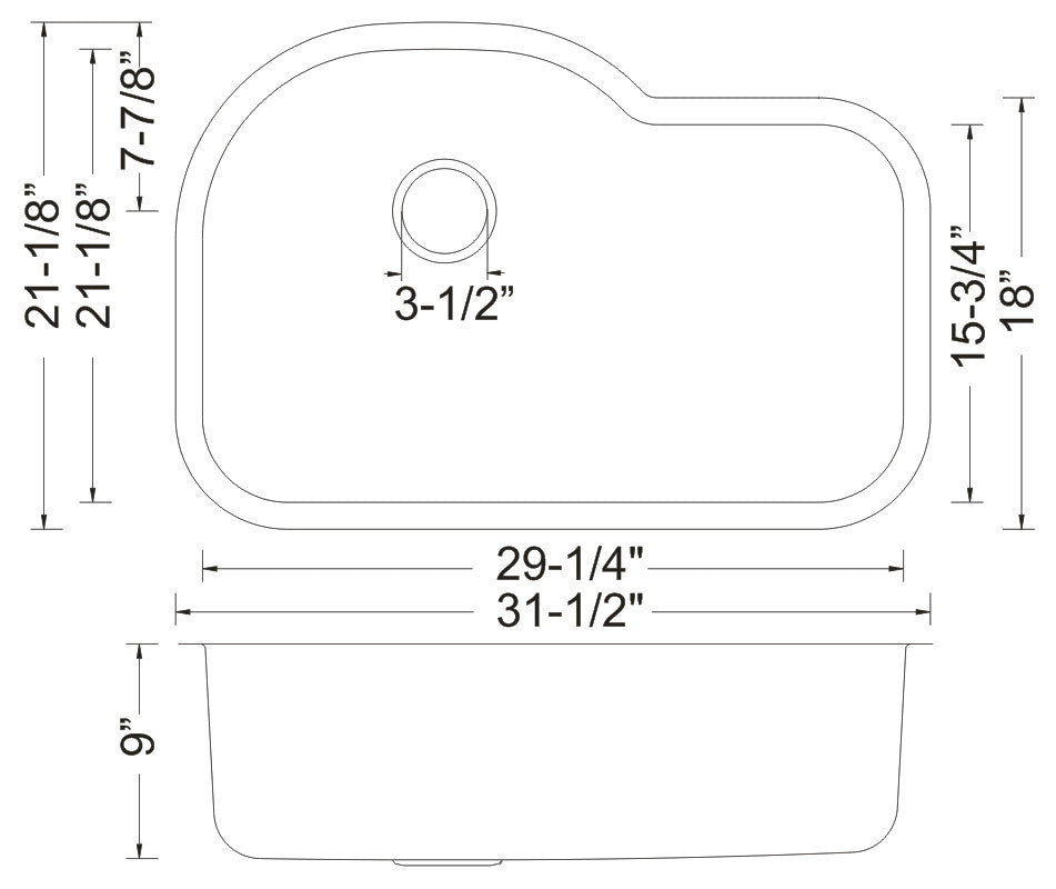 Wells Sinkware Uneven Single Bowl Sink