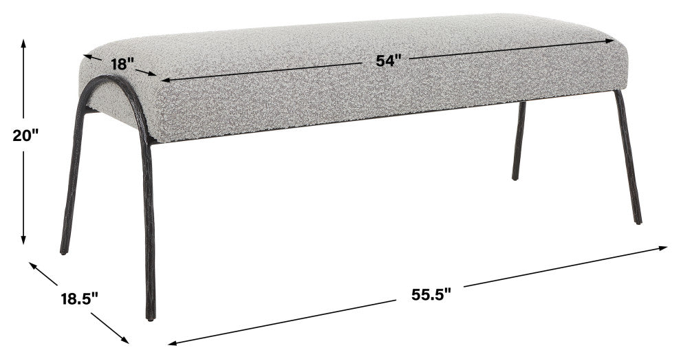 Uttermost 23685 Jacobsen Modern Gray Bench
