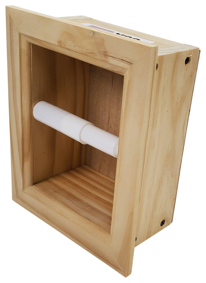 Tampa Recessed Solid Wood Toilet Paper Holder 7 x 8.5, Unfinished