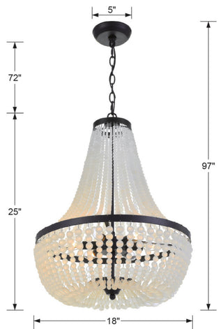Crystorama 608-Mk Rylee 6 Light Matte Black Chan Delier