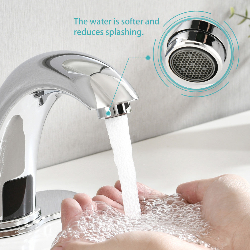 Touchless Bathroom Sink Faucet with Deck Plate Polished Chrome