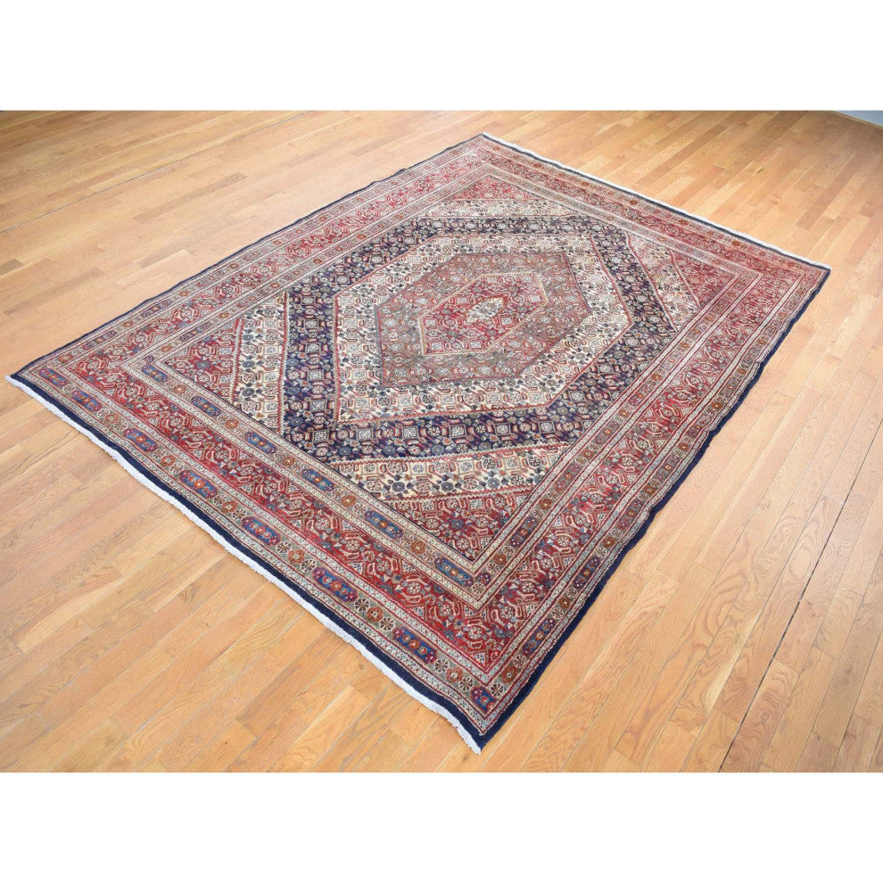 Cordovan Red Persian Geometric Design Wool Hand Knotted Oriental Rug 7'9"x10'10"