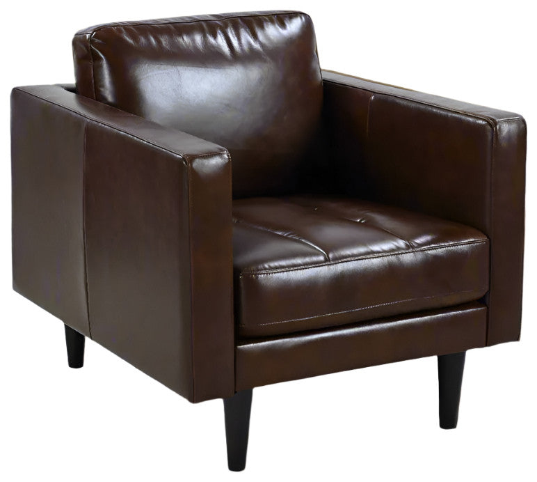 Philippe Top Grain Leather Arm Chair - Chocolate Brown
