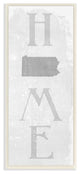 Pennsylvania Home State Map Grey Te"xtured Word Design, 7"x17"