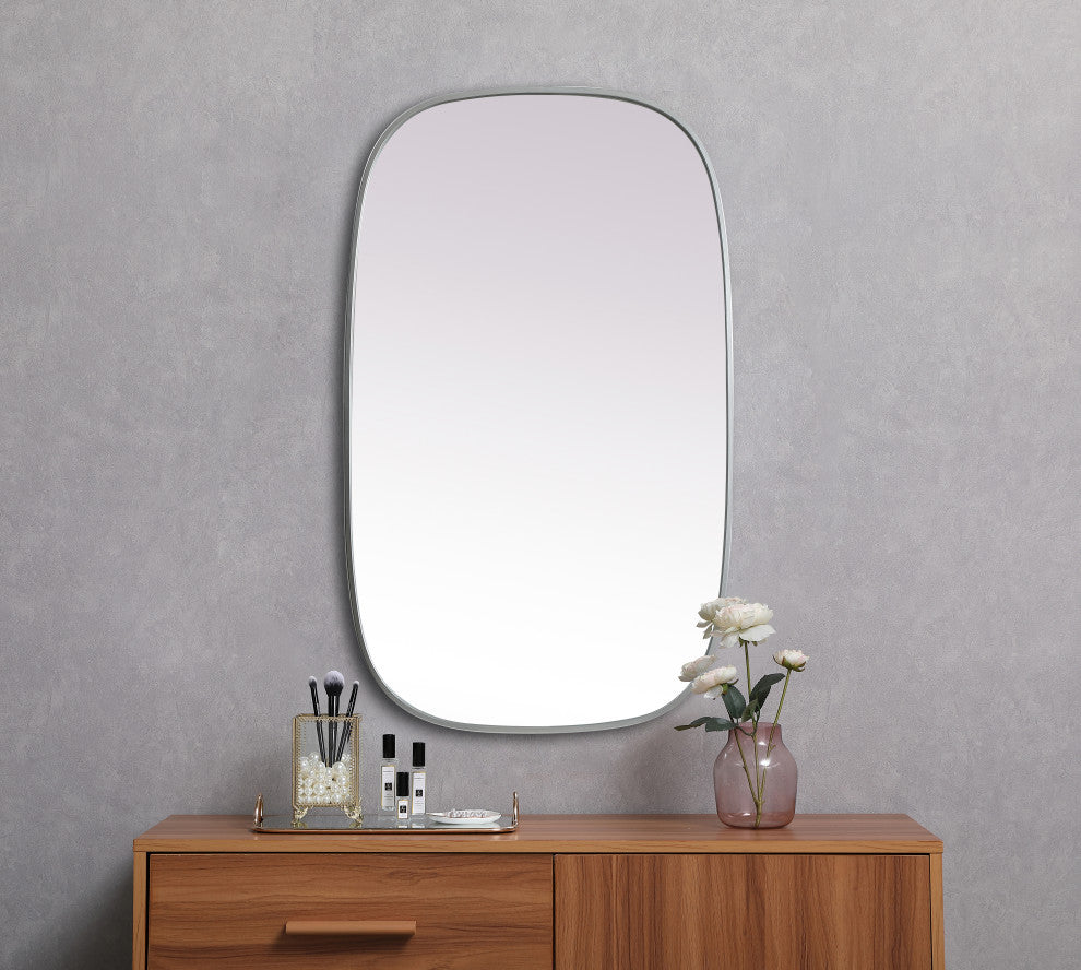 Metal Frame Oval Mirror 24X40 Inch, Silver