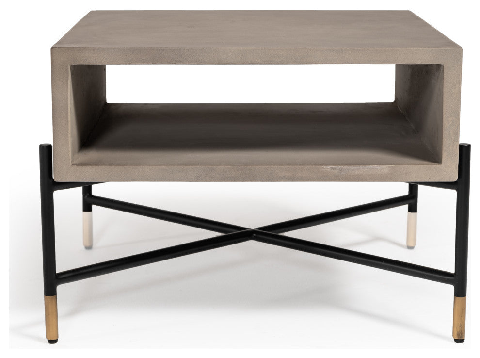Modrest Walker Modern Concrete and Metal Coffee Table