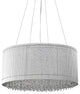 22 in. 5-Light Chrome Tubes Drum Shade Chandelier With Hanging Crystals