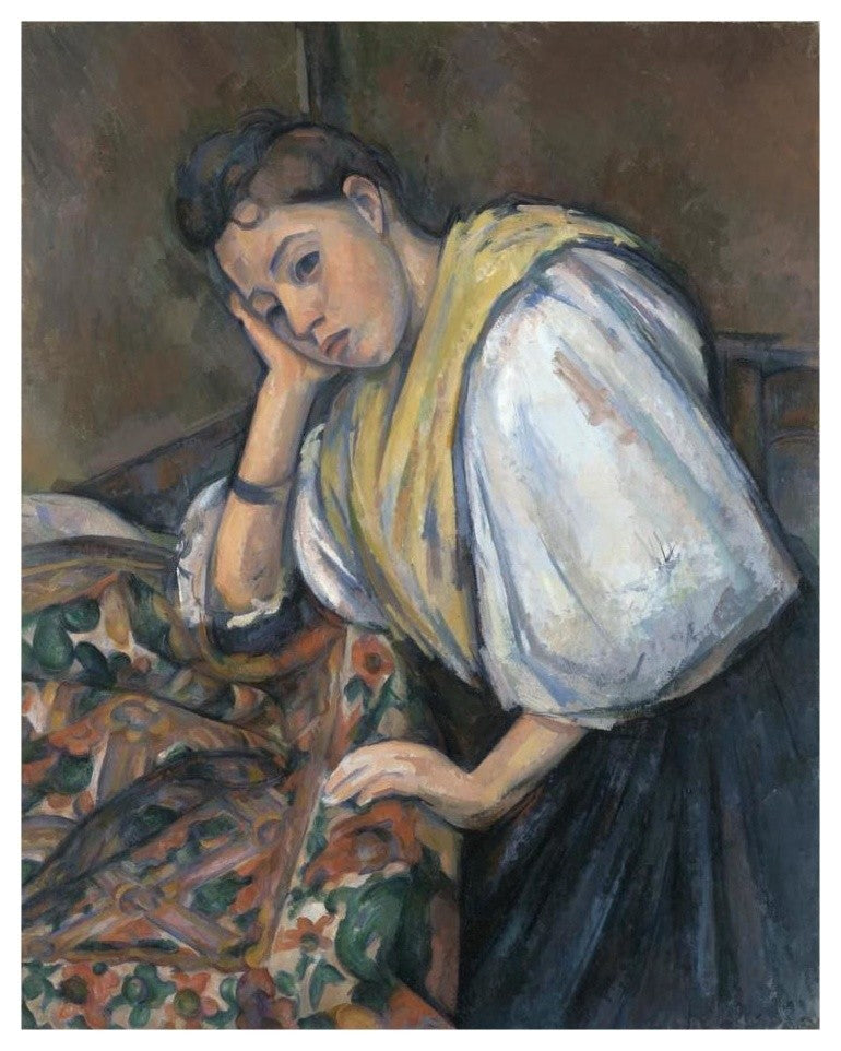 "Young Italian Woman at a Table" Digital Paper Print by Paul Cezanne, 22"x26"