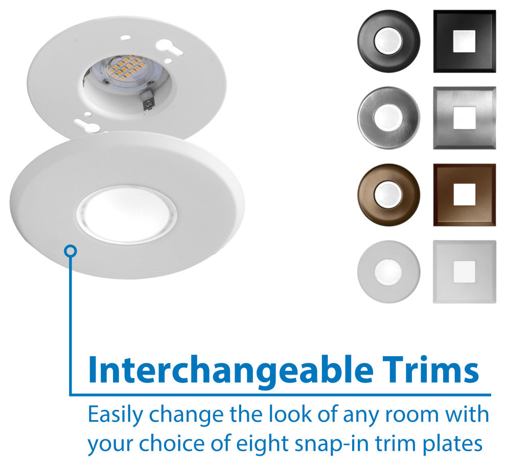SureFit(v3) LED Flush Mount Ceiling Light, 3000K with Round White Trim
