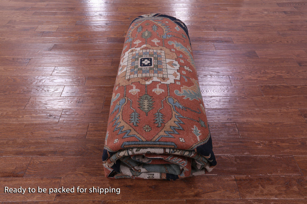 11' 11" X 14' 11" Persian Fine Serapi Handmade Wool Rug - Q14710