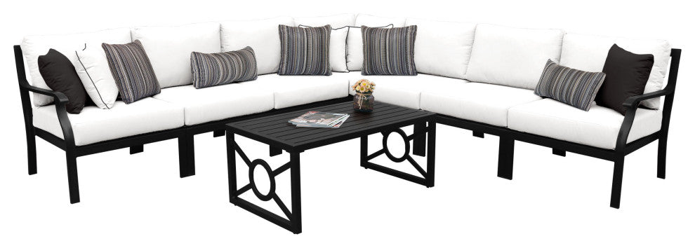 kathy ireland Madison Ave. 8 Piece Aluminum Patio Furniture Set 08a, Alabaster