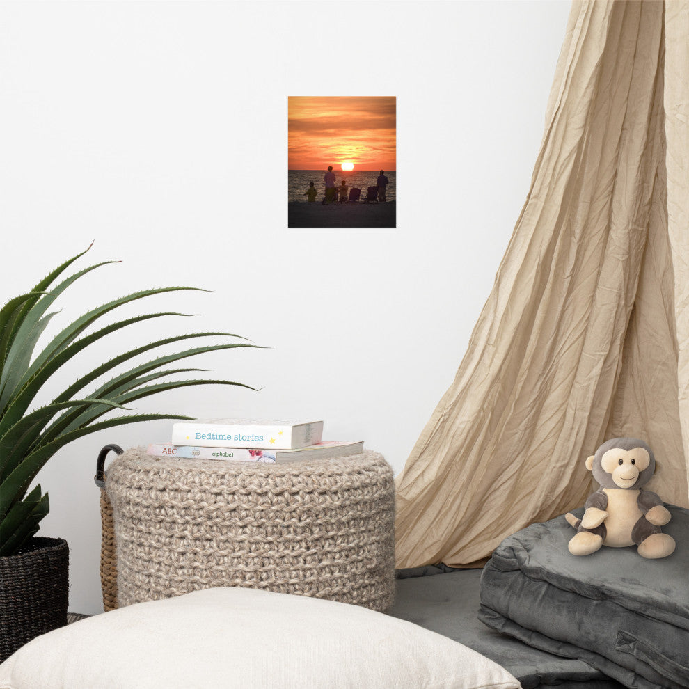 Summer Spectators Coastal Sunset Landscape Photo Wall Art Print - Decor, 8" X 10"