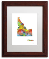 Marlene Watson 'Idaho State Map-1' Framed Art, Wood Frame, 11"x14", White Matte
