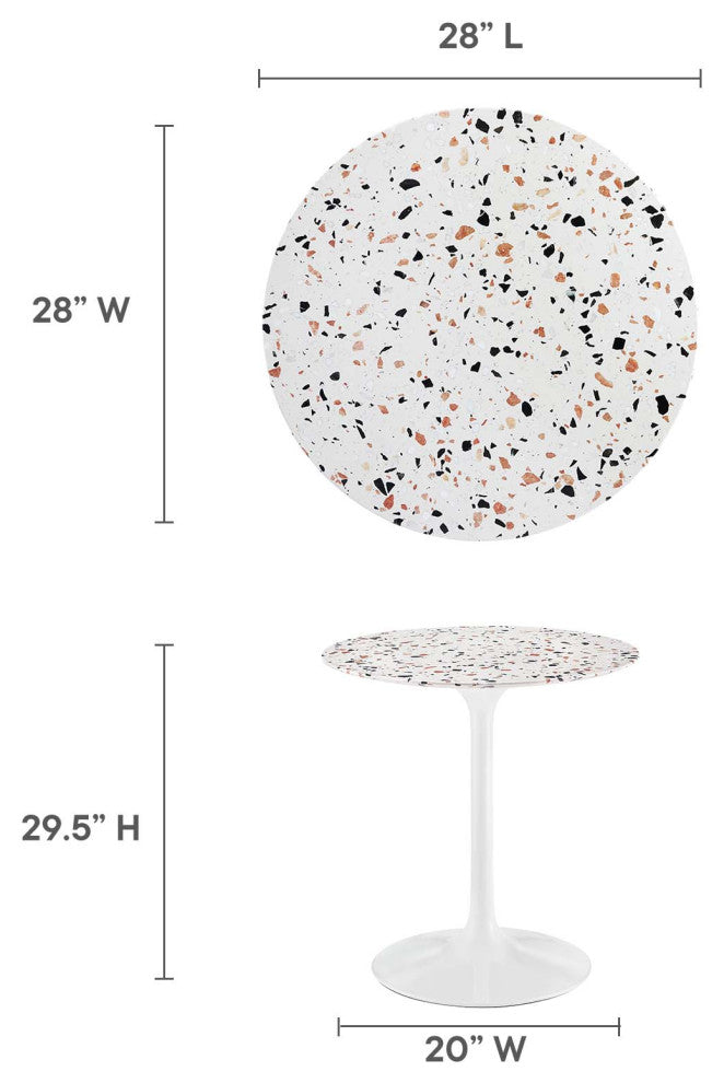 Lippa 28" Round Terrazzo Dining Table, White White