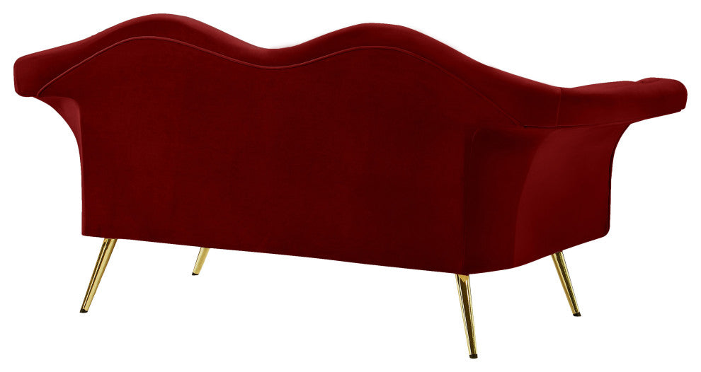 Lips Velvet Upholstered Loveseat, Red