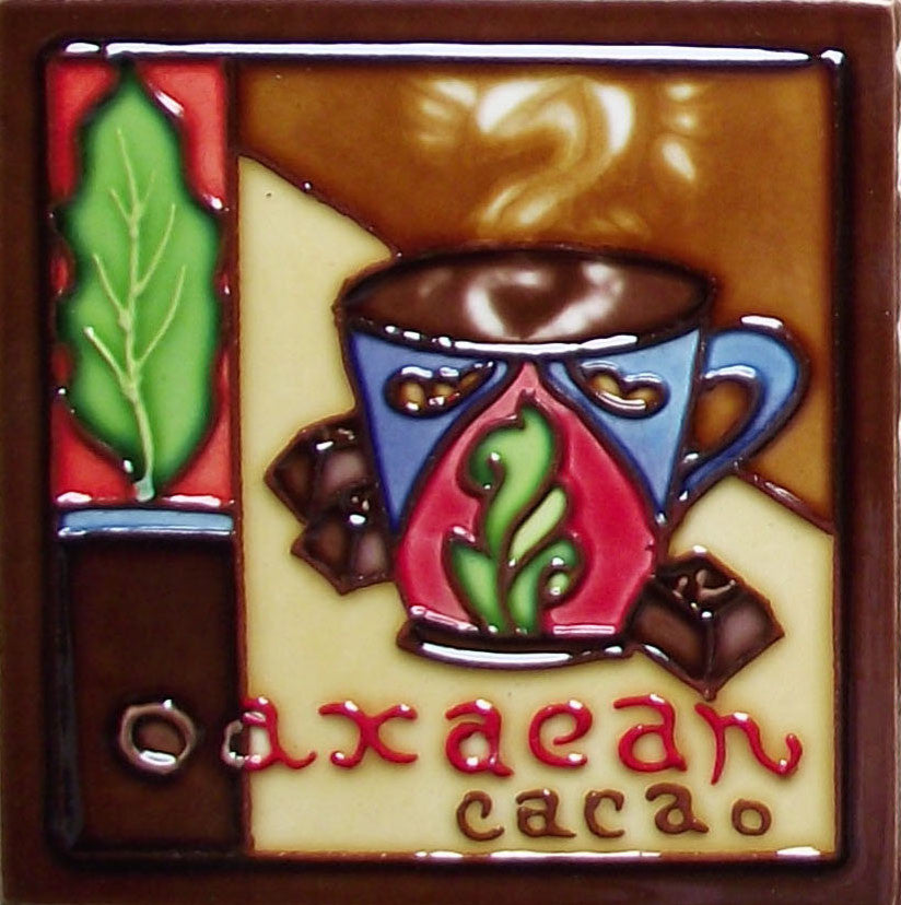 4x4" Oaxacan Chocolate Dark Coffee Art Tile Ceramic Drink Holder Coaster
