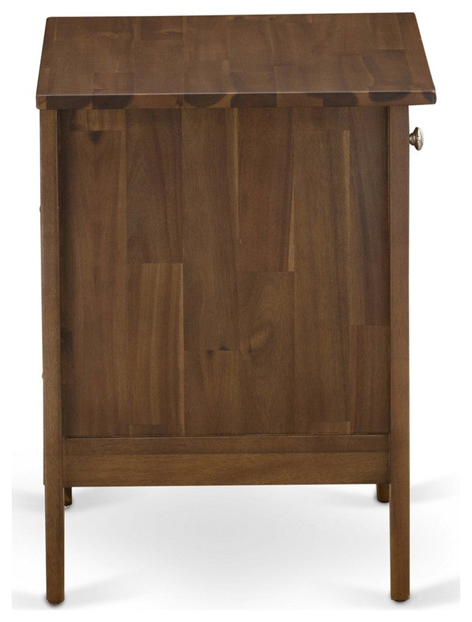 Small Nightstand, 1 Wood Drawer, Antique Walnut