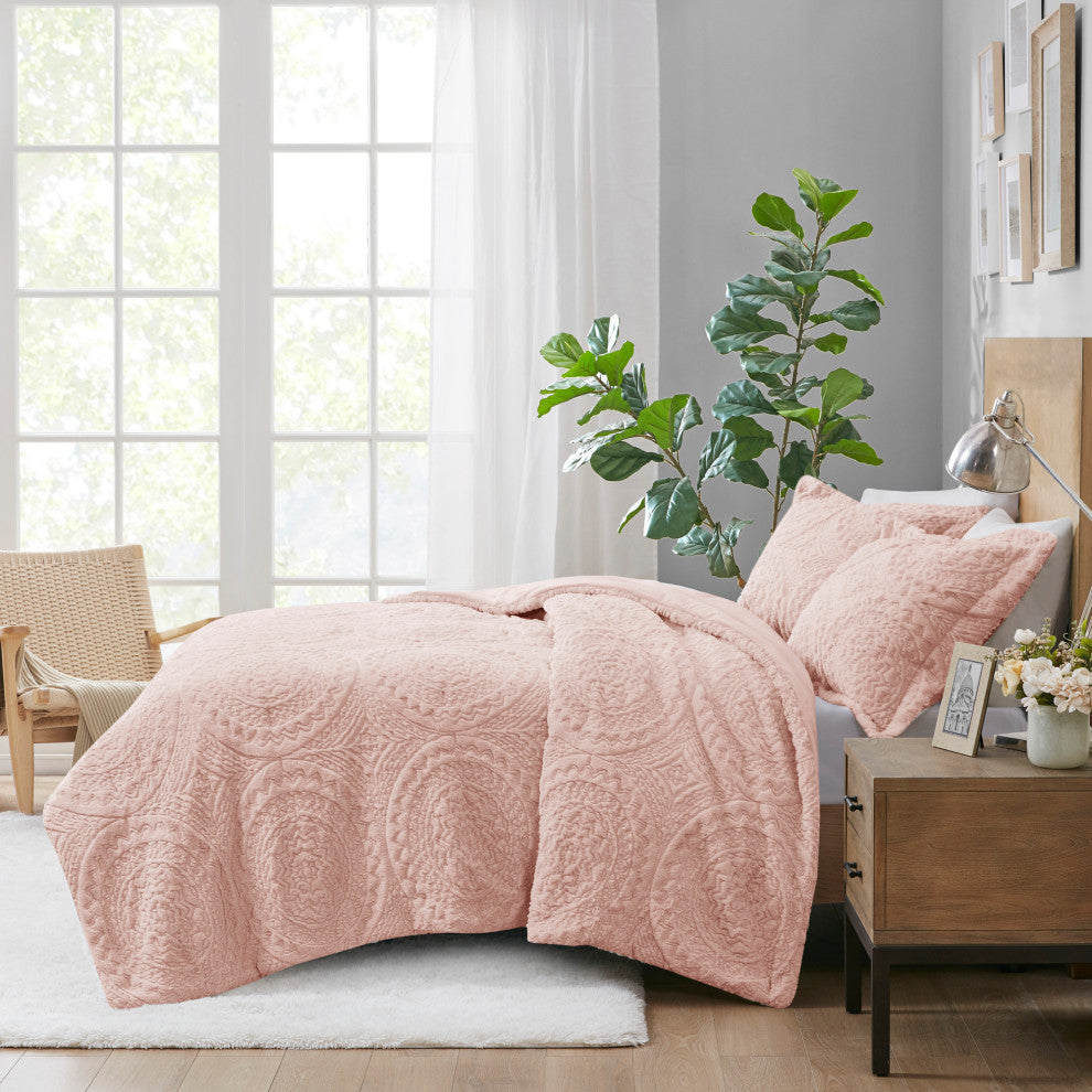 Madison Park Arya Medallion Faux Fur Plush Comforter Mini Set