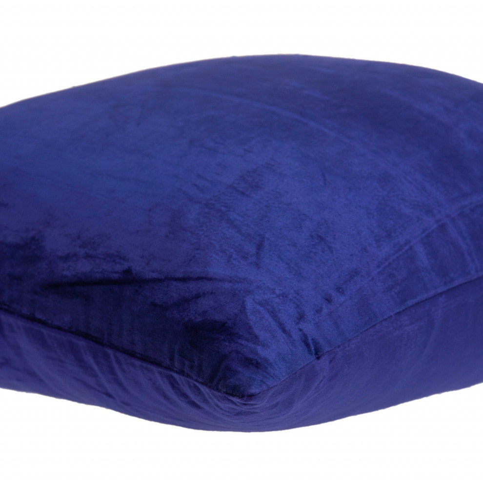 HomeRoots 20" x 0.5" x 20" Transitional Royal Blue Solid Pillow Cover