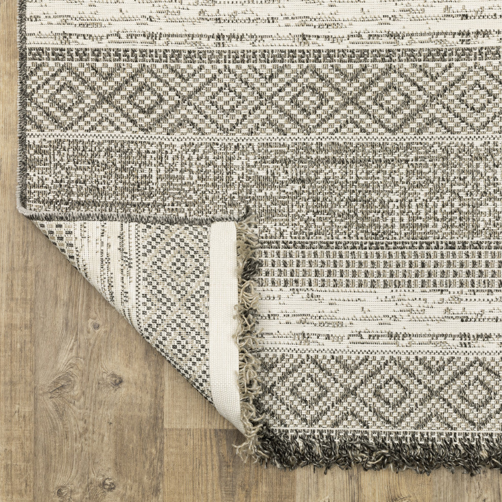 Genoa Southwestern Beige/ Black Flatwoven Indoor-Outdoor Rug Runner 1'10" x 7'6"