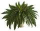 27" Double Boston Fern Artificial Plant, Decorative Urn