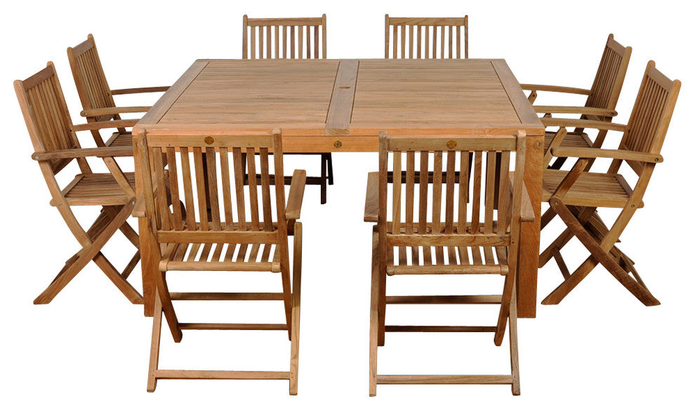 Amazonia Dubai 9-Piece Square Patio Dining Set | Certified Teak